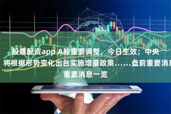 股票配资app A股重要调整，今日生效；中央财办：将根据形势变化出台实施增量政策……盘前重要消息一览